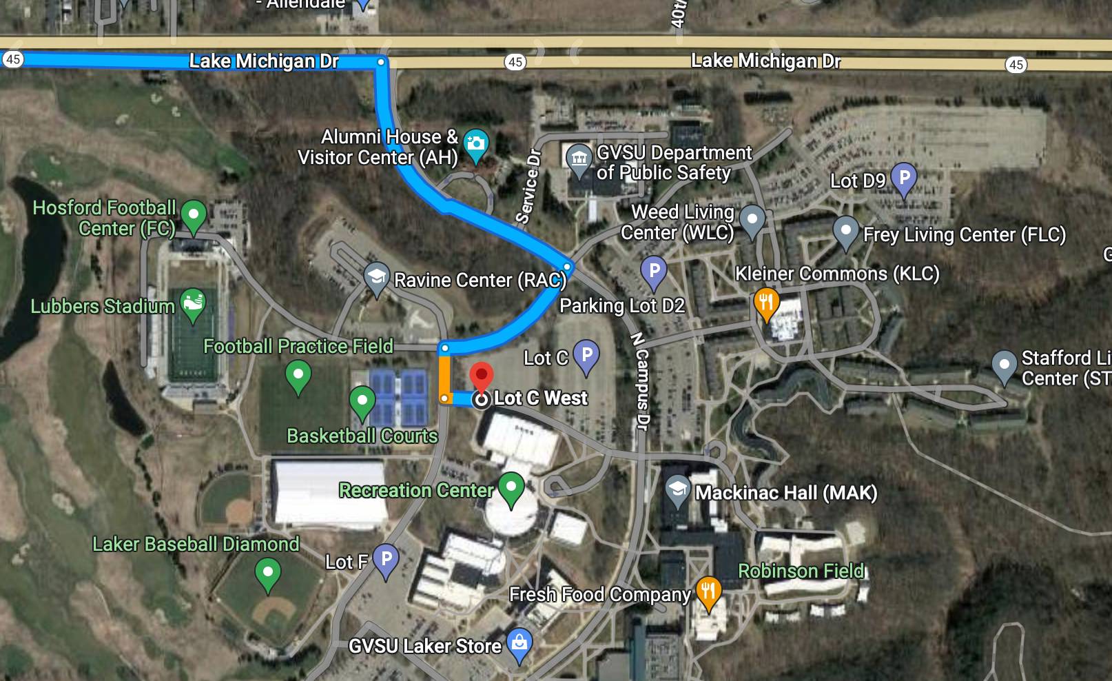 emergency access route for the Harris athletic complex mat room